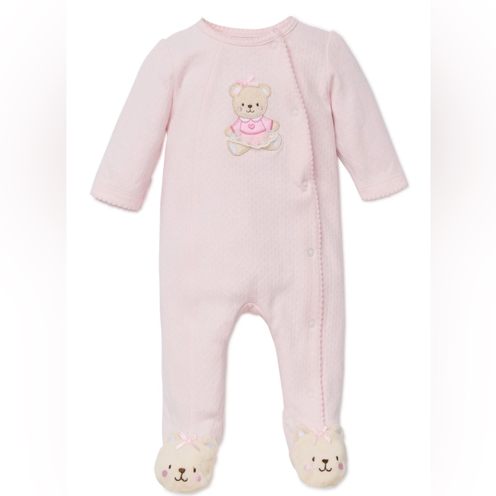 Little Me Baby Girl Pink Footie Sleeper 9M Bear NWT